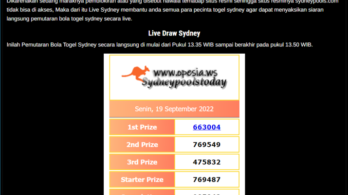Live Draw Sydney